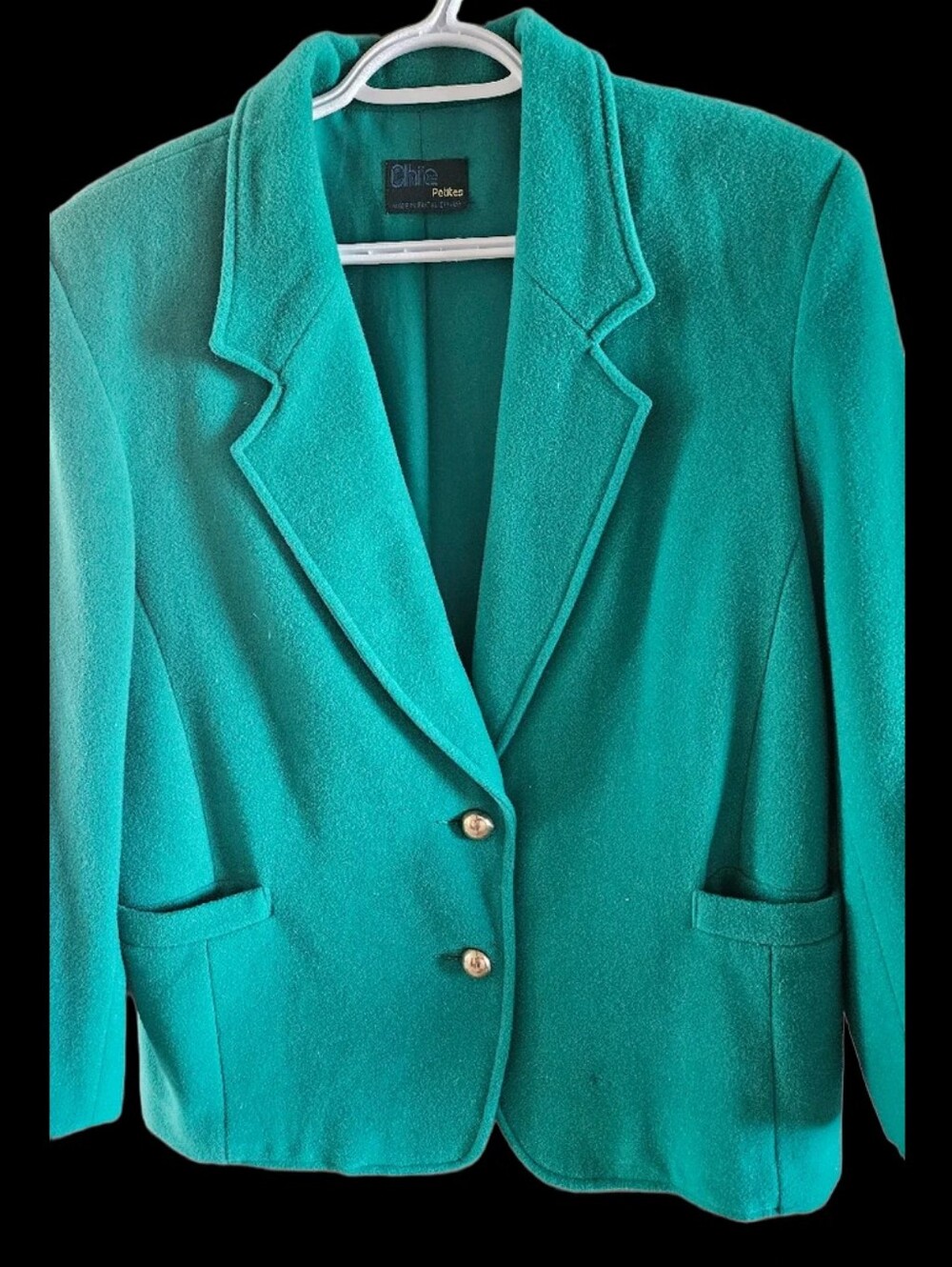 Chico Petites Green Women's Wool Blazer